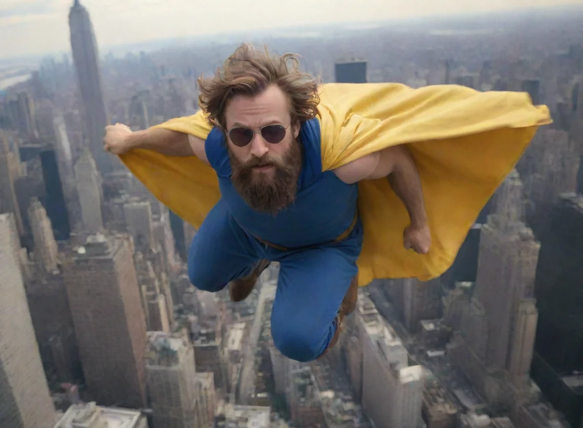 aitrending a young bearded swedish hobo man superhero flying over new york hd good looking fantastic 1 landscape43