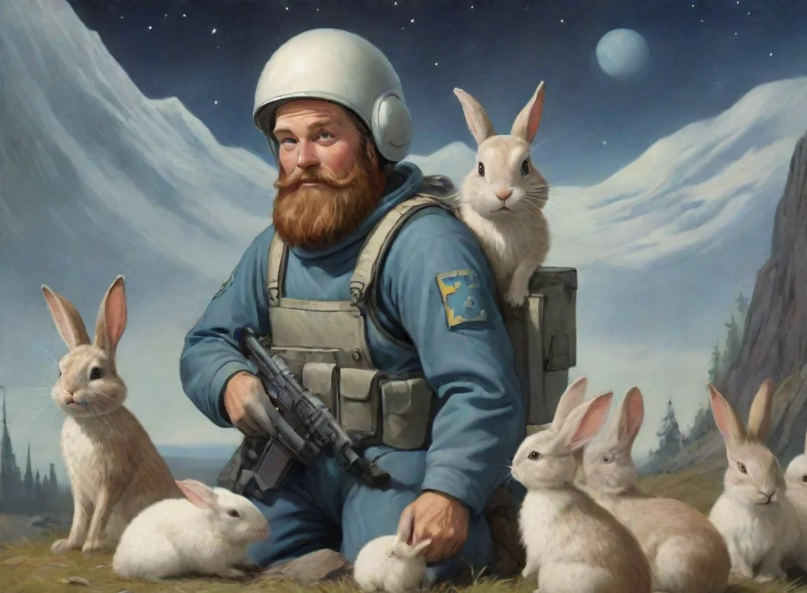 aitrending a young bearded swedish space soldier saving anthropomorphic rabbits propaganda cartoon hd good looking fantastic 1 landscape43