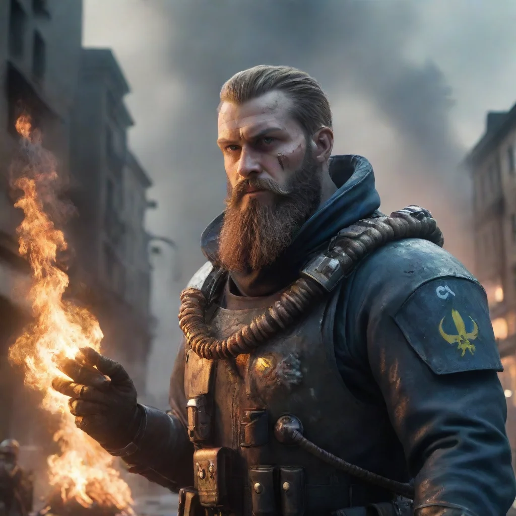 aitrending a young swedish space marine with beard executing alien squid nazis in a burning sci fi city hd good looking fantastic 1