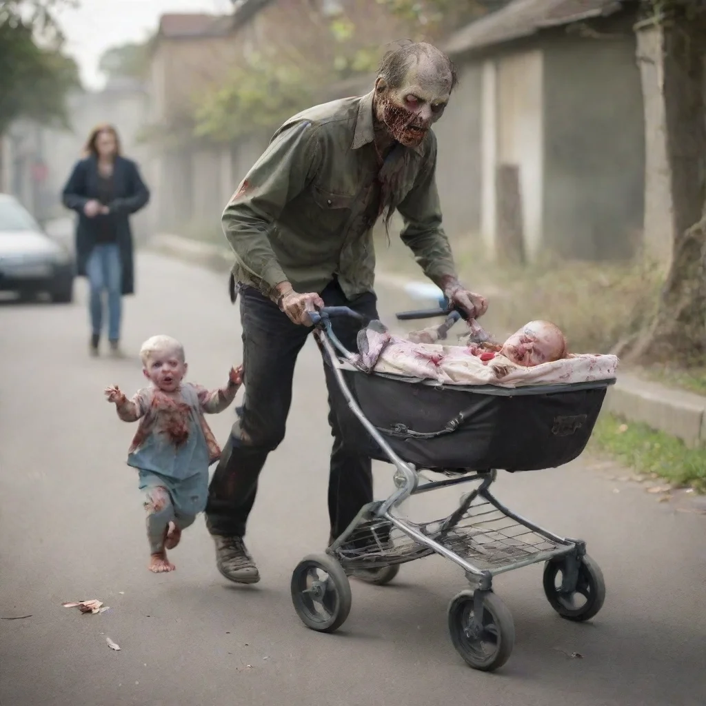 aitrending a zombie chasing a newborn baby in a pram good looking fantastic 1
