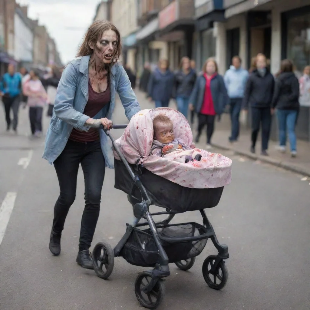 aitrending a zombie pushing a newborn baby in a pram good looking fantastic 1