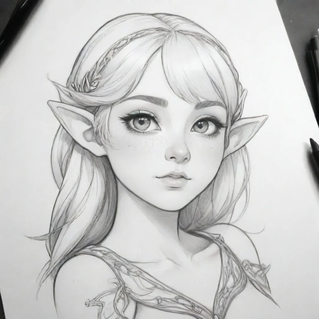 aitrending aesthetic character elf line art good looking fantastic 1
