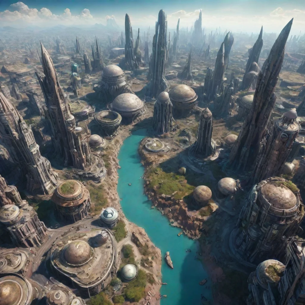 aitrending alien planet sci fi city with fascistic squid banners birds eye view. good looking fantastic 1