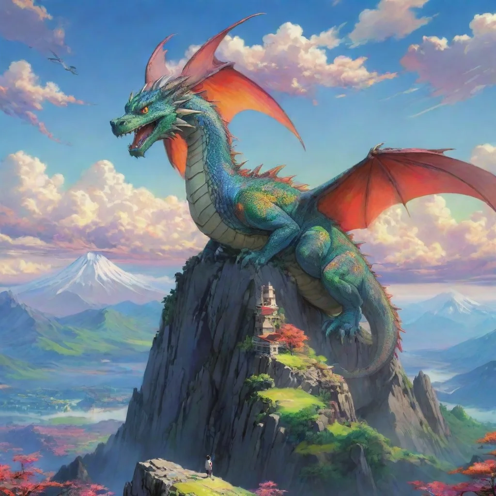 trending amazing dragon colorful anime ghibli wonderful mountain top good looking fantastic 1