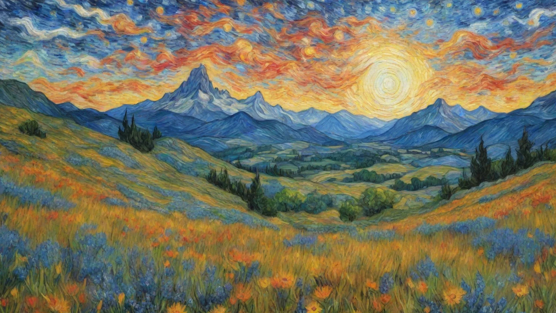 aitrending amazing scenery wildflowers on mountain van gogh wow star good looking fantastic 1 wide
