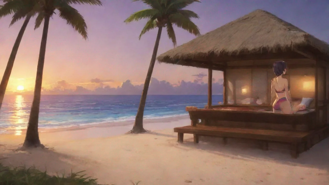 aitrending an anime cartoon women in a swimsuit is looking at the sunset  good looking fantastic 1