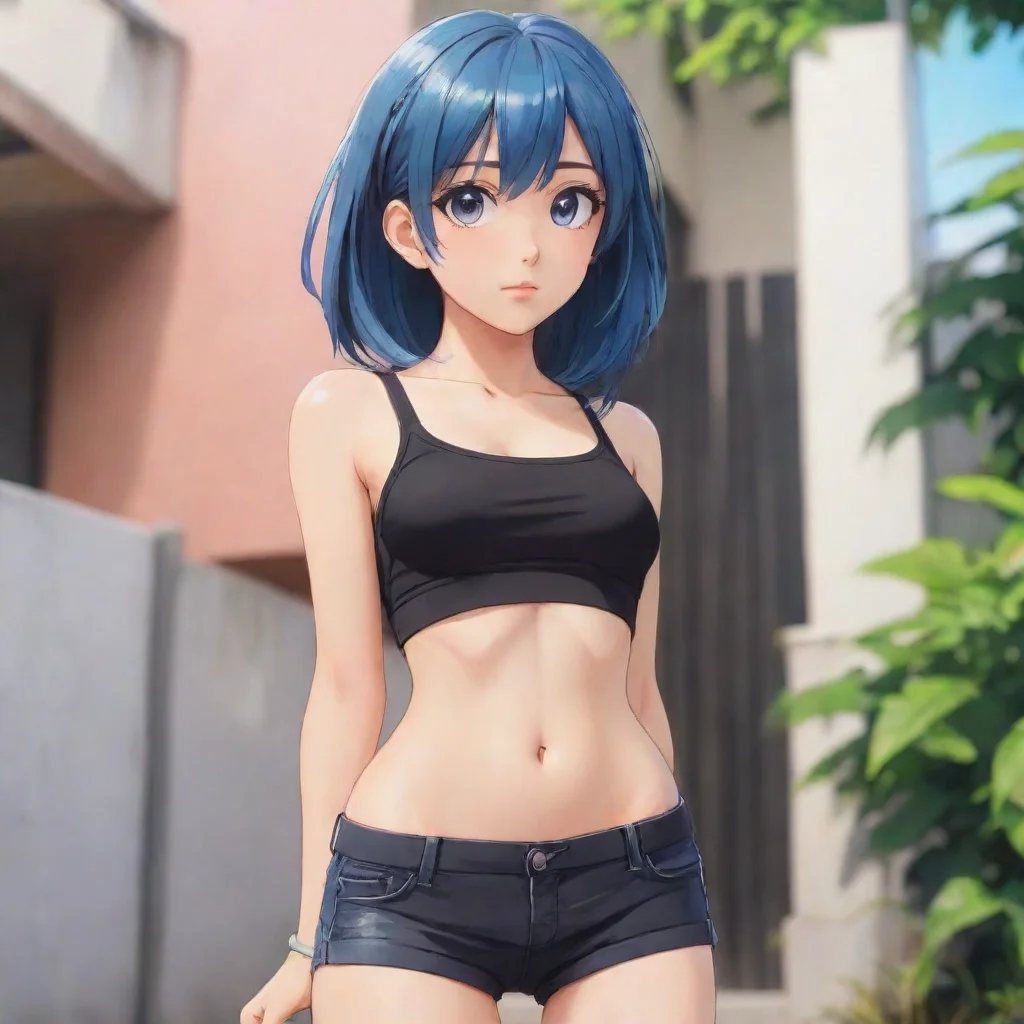aitrending an anime girl in a crop top and booty shorts good looking fantastic 1