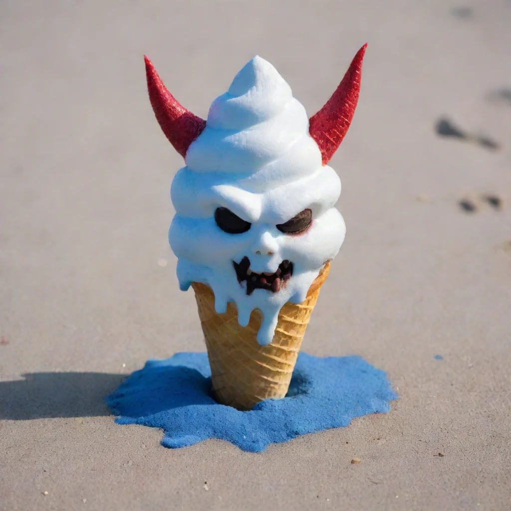 aitrending an icecream cone with the devils head melting on blue sand good looking fantastic 1