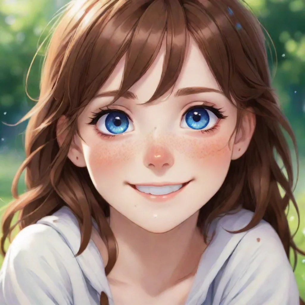 aitrending anime art brown hair blue eyes freckles smiling cute good looking fantastic 1