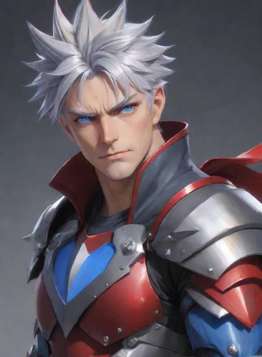 aitrending anime character hd grey hair colorful red armor blue eyes spiky hair epic male character masuline hero art artstation hd good looking fantastic 1 portrait43