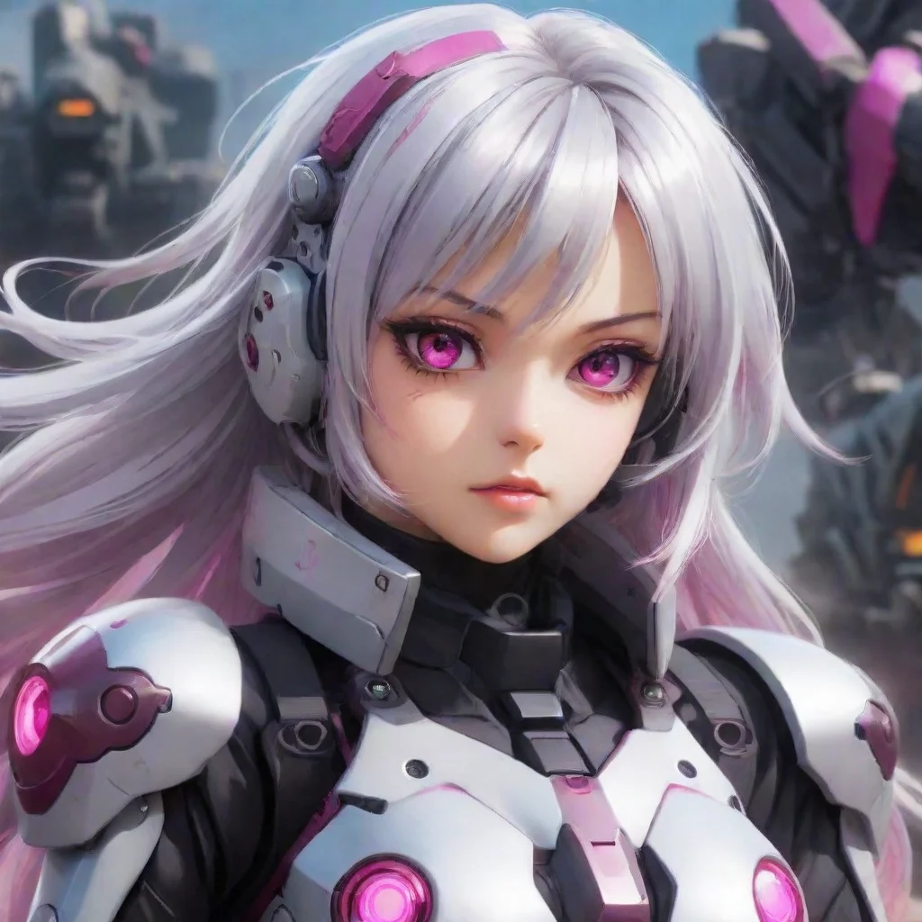 aitrending anime girl silver hair magenta eyes mecha pilot warzone good looking fantastic 1