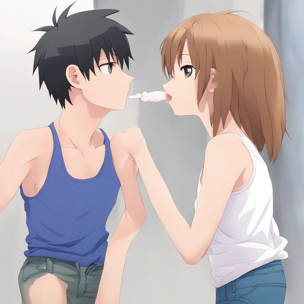 aitrending anime girl wearing jeans and a tank top spitting on a boys face good looking fantastic 1