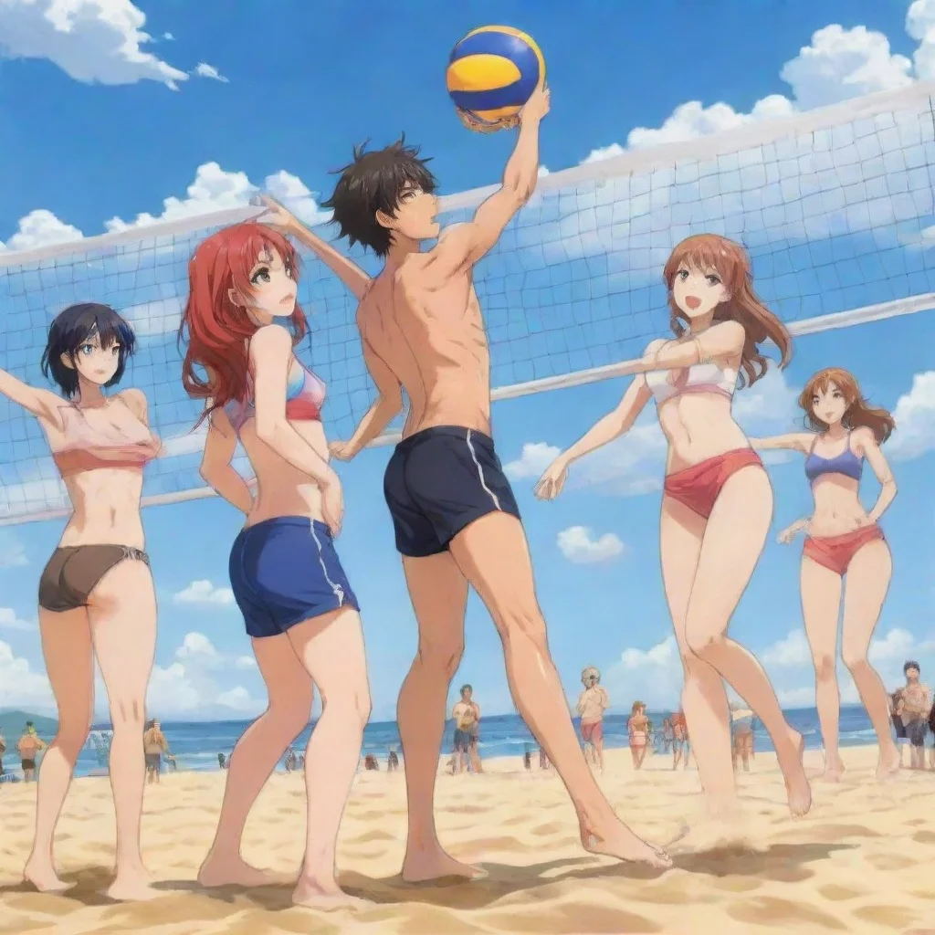 aitrending anime guys and girls playing beach volleyball good looking fantastic 1