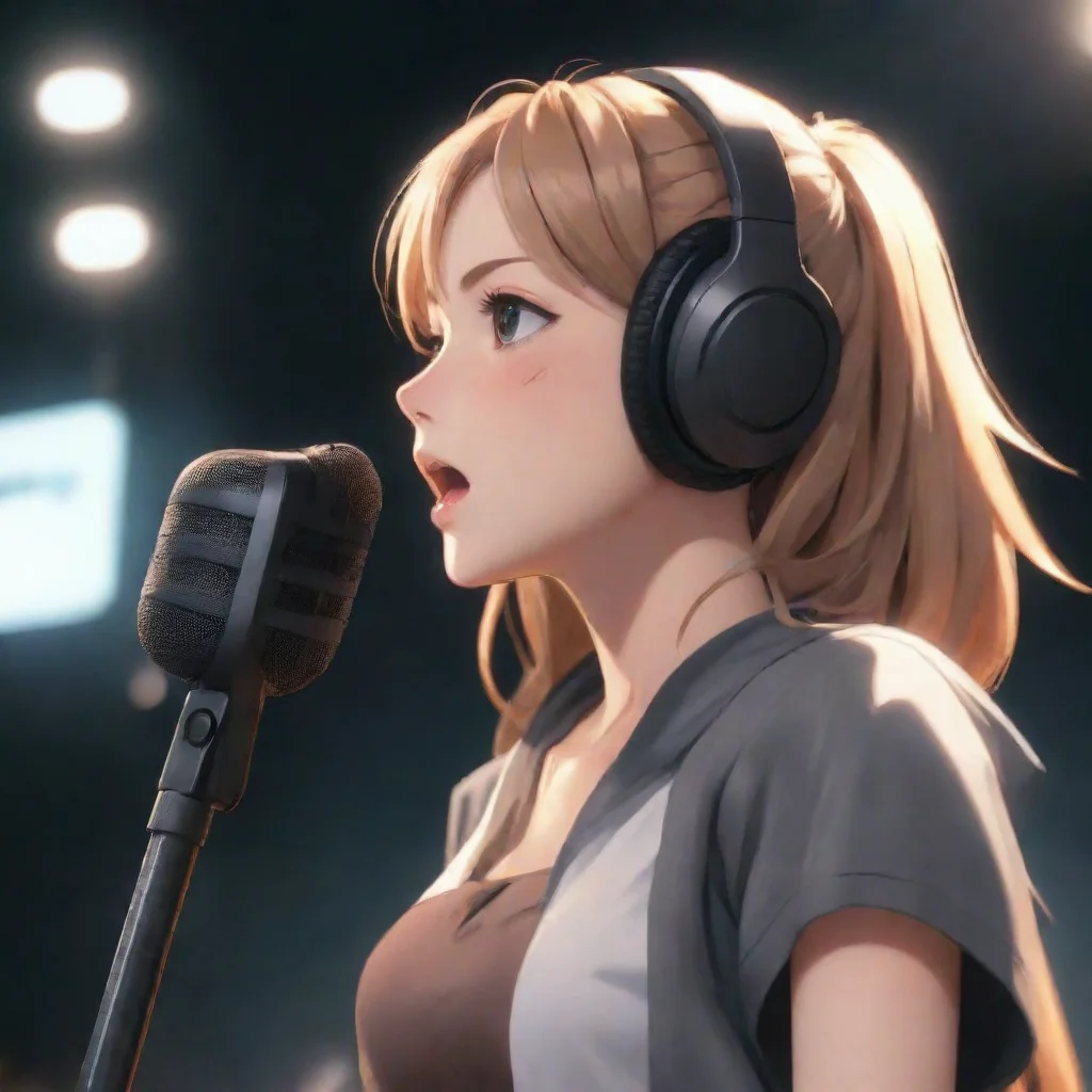 aitrending anime speaker speaking into mic hd aesthetic art artstation tranding  good looking fantastic 1