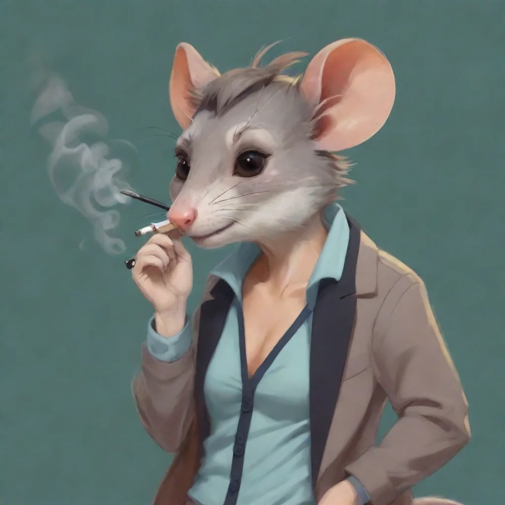 aitrending anthro furry rat tomboy woman smoking a cigarette cartoon good looking fantastic 1
