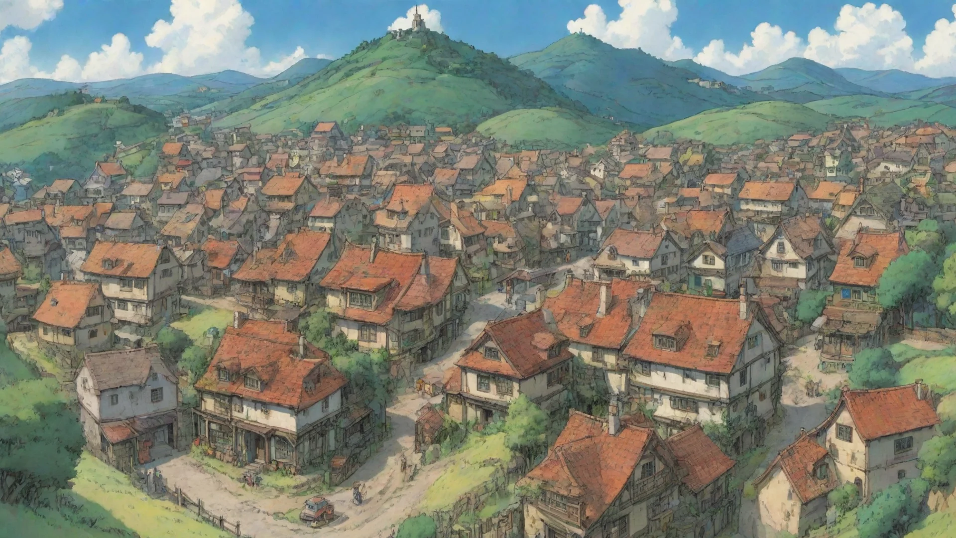 aitrending artistic comic book ghibli rolling hills town  good looking fantastic 1 hdwidescreen