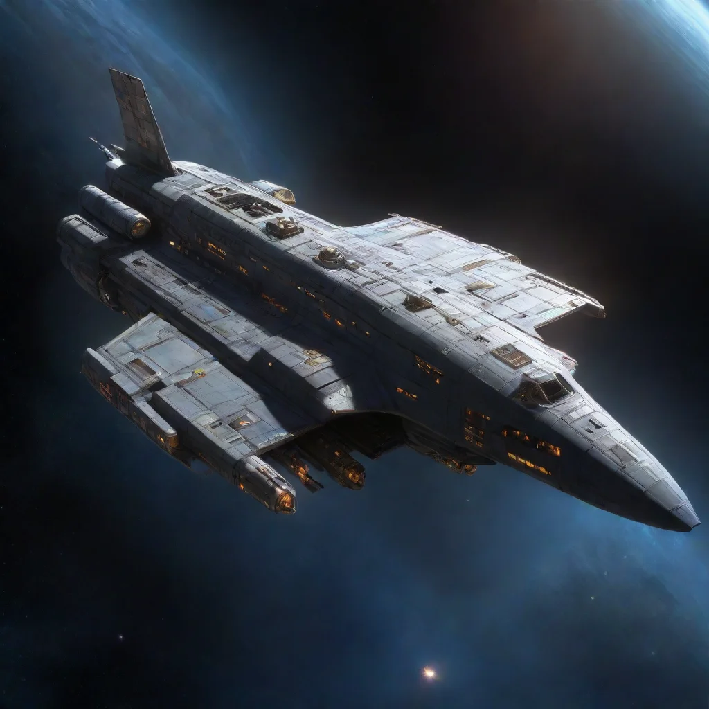 aitrending battle cruiser space ship in deep space long tube shaped military looking style like chris foss style like the expanse smooth good looking fantastic 1