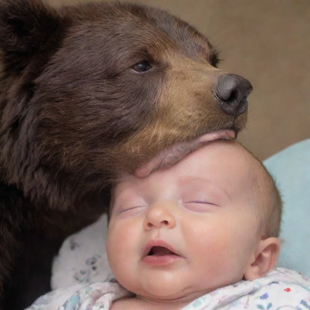 aitrending bear licks newborn baby  good looking fantastic 1