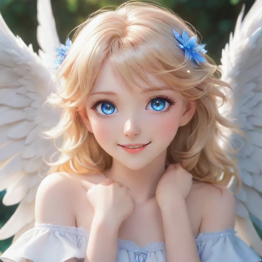 trending beautiful smiling anime angel with blue eyes good looking fantastic 1