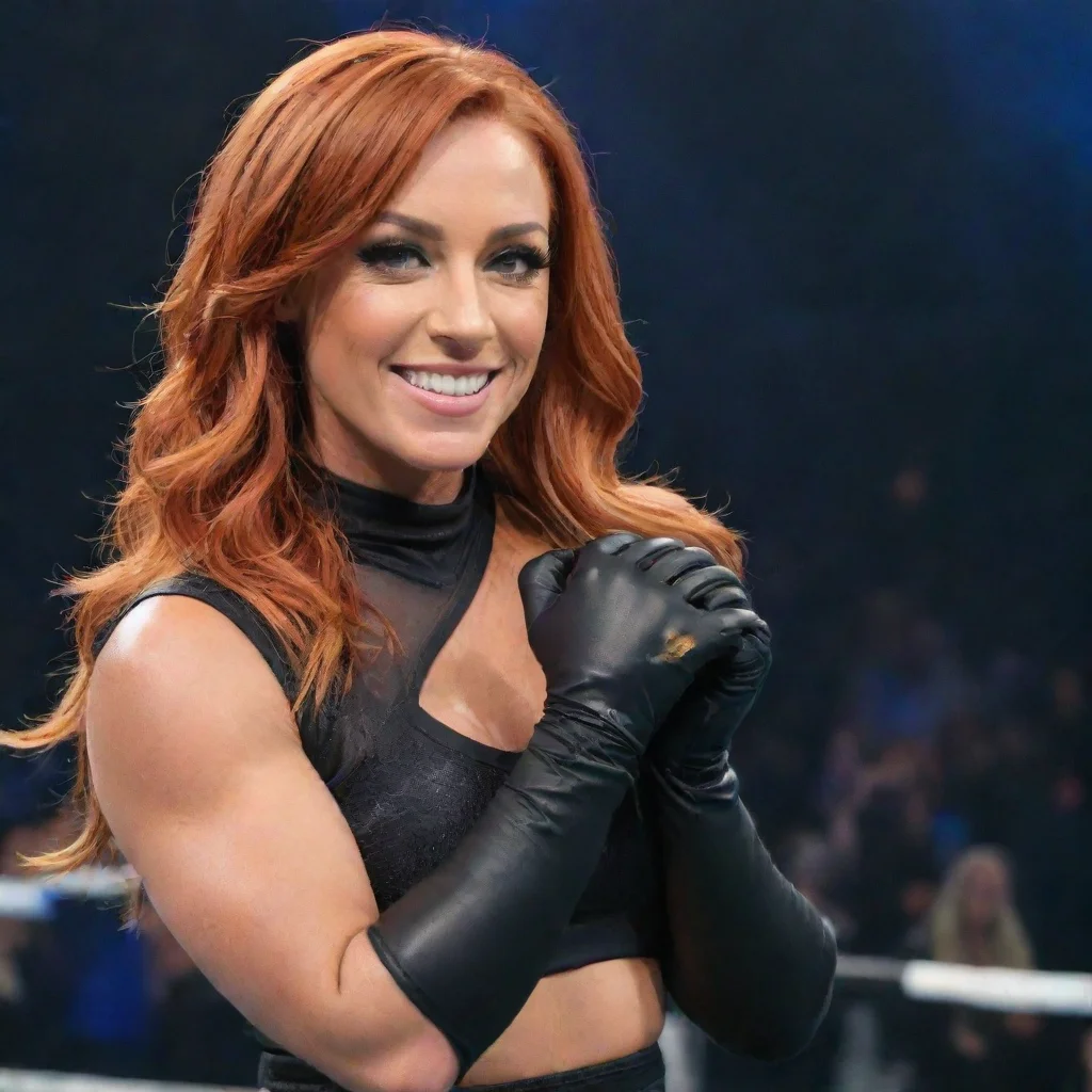 trending becky lynch at wtestlemania 35 smiling with black gloves good looking fantastic 1