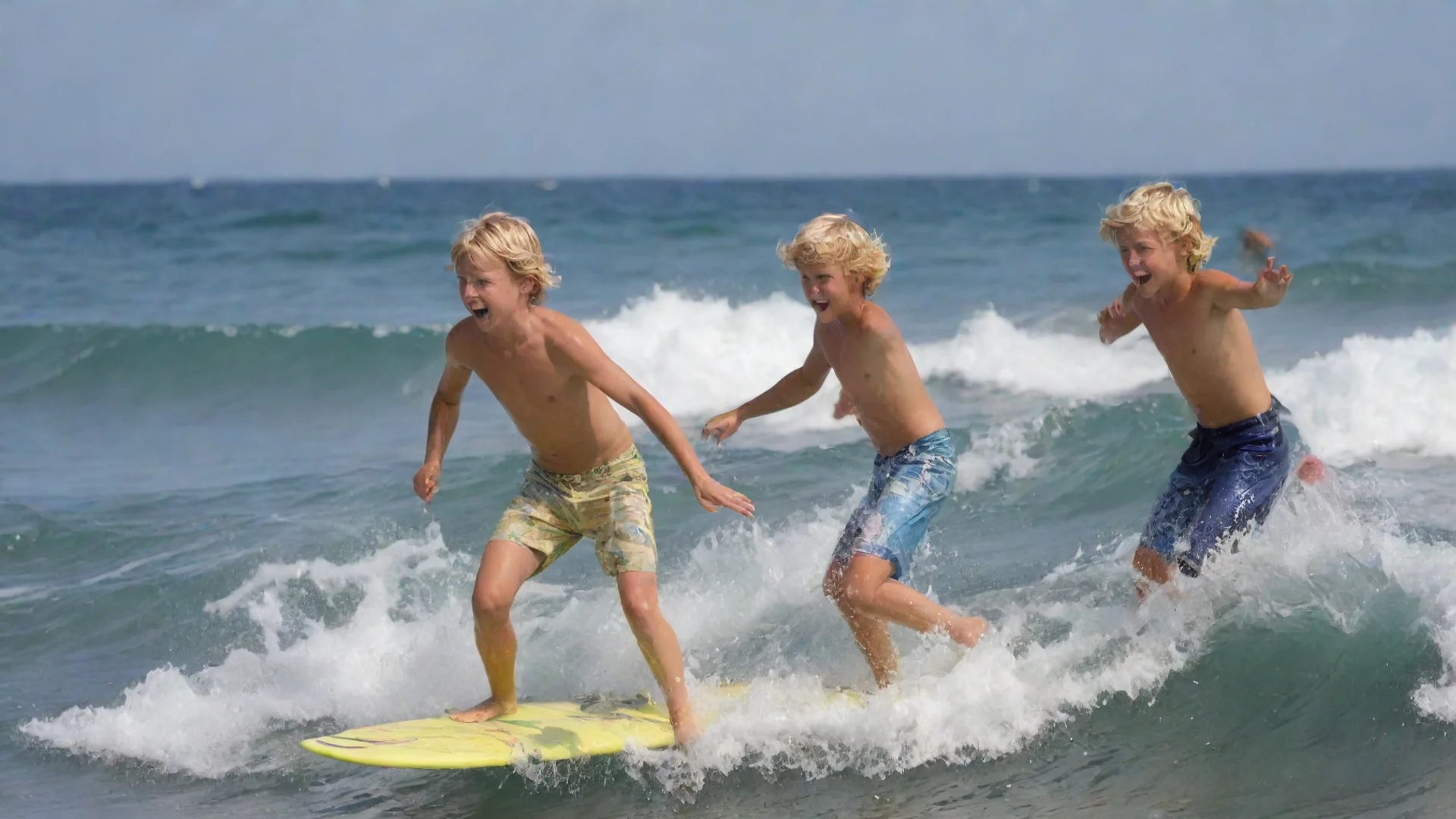 aitrending blond surfer boys playing in the waves good looking fantastic 1 wide
