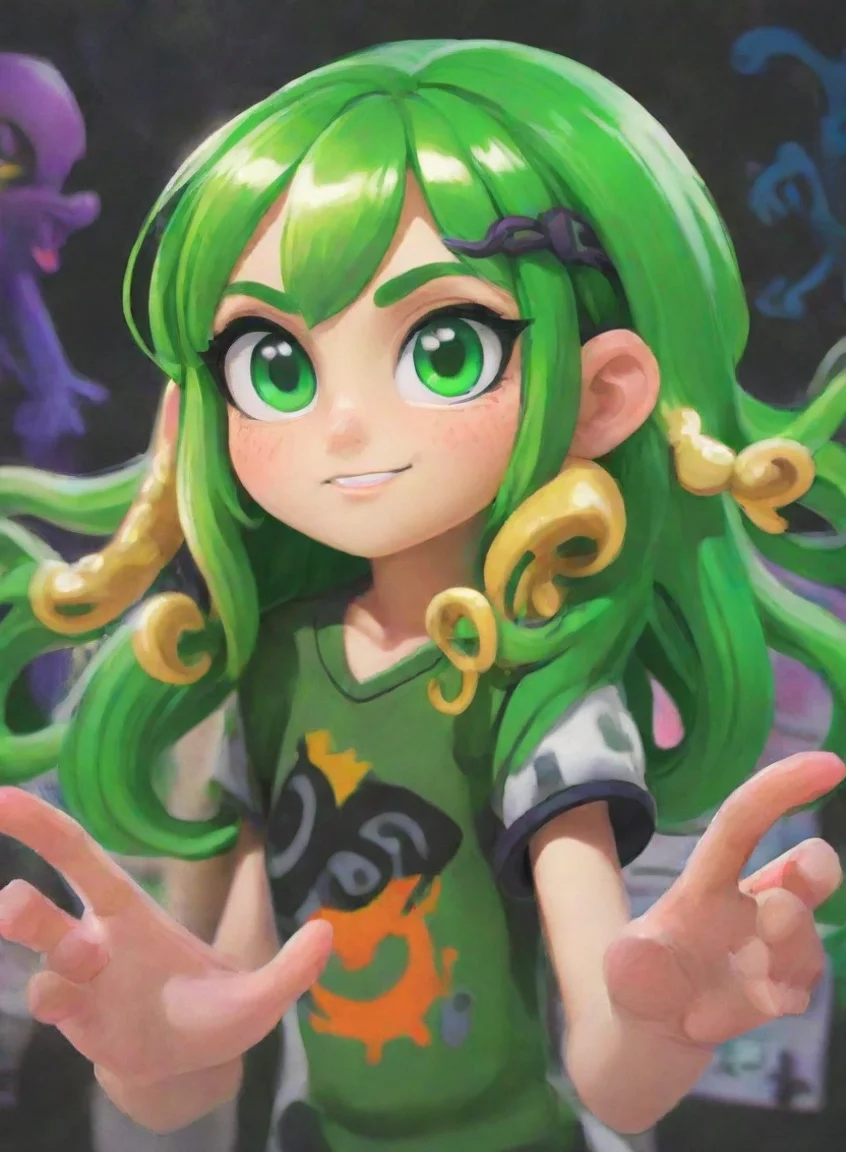 aitrending blonde tentacle splatoon inkling girl holding hands with green haired splatoon inkling boys good looking fantastic 1 portrait43