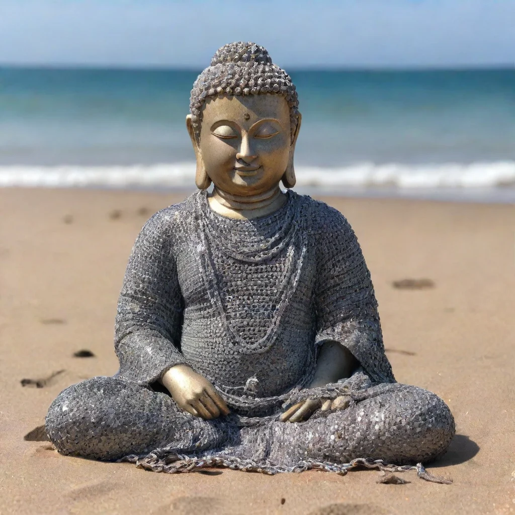 aitrending budha wearing chainmail on the beach good looking fantastic 1