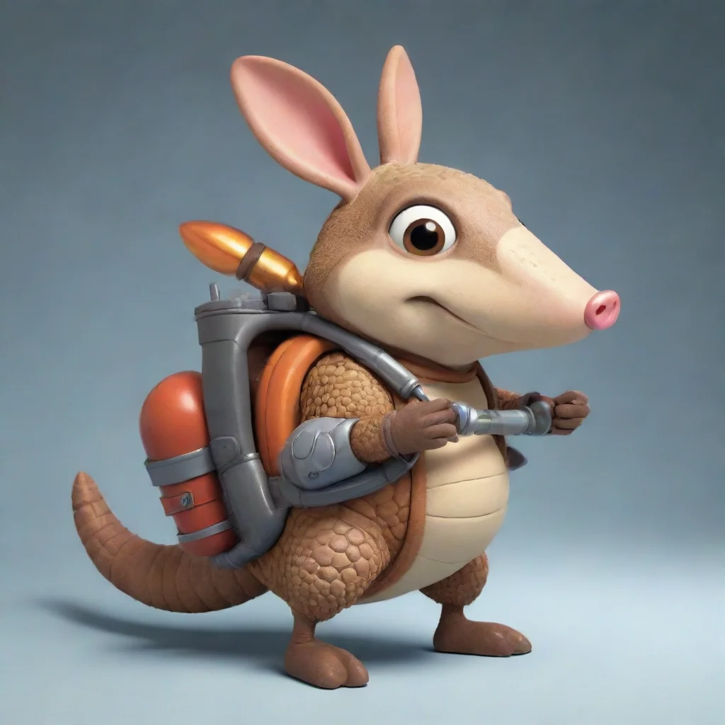trending cartoon armadillo wearing a rocket pack good looking fantastic 1