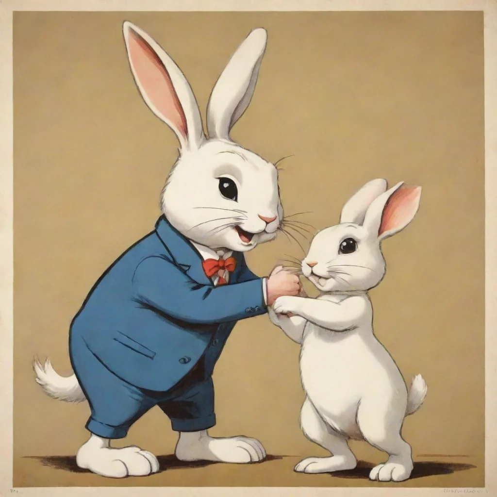 trending cartoon propaganda poster rabbit shaking hands with a human good looking fantastic 1
