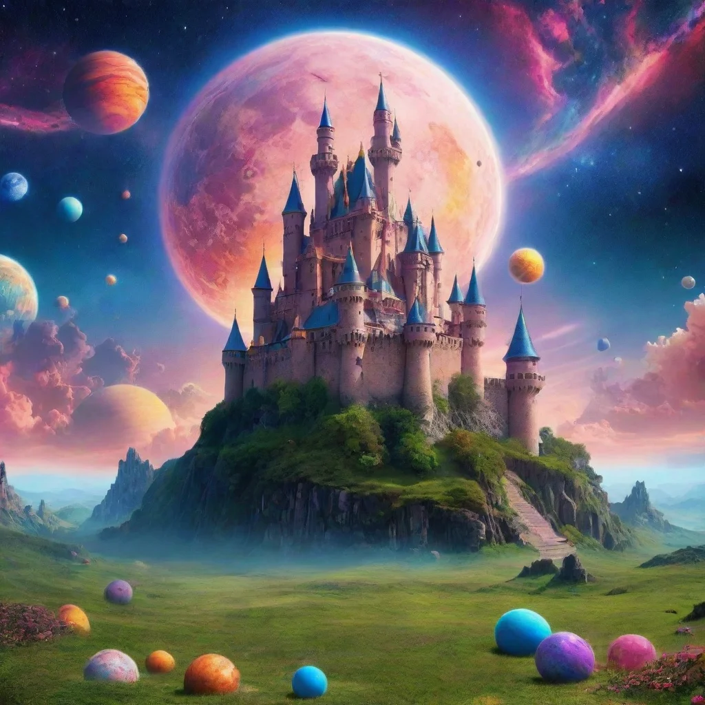 aitrending castle in relaxing calming colorful world with planets in sky wonderful good looking fantastic 1