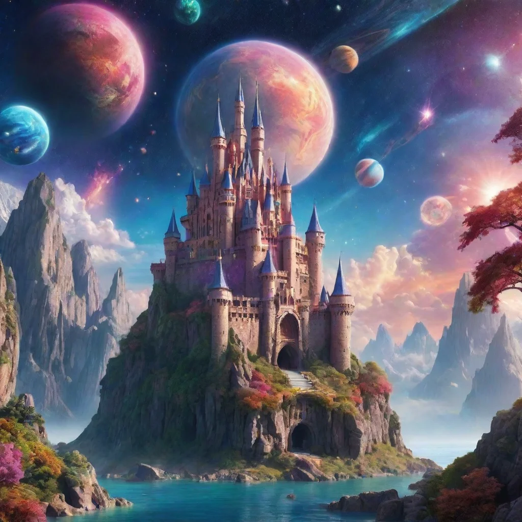 trending castle in relaxing calming colorful world with planets in sky wonderful magical crystals epic overhangs good looking fantastic 1