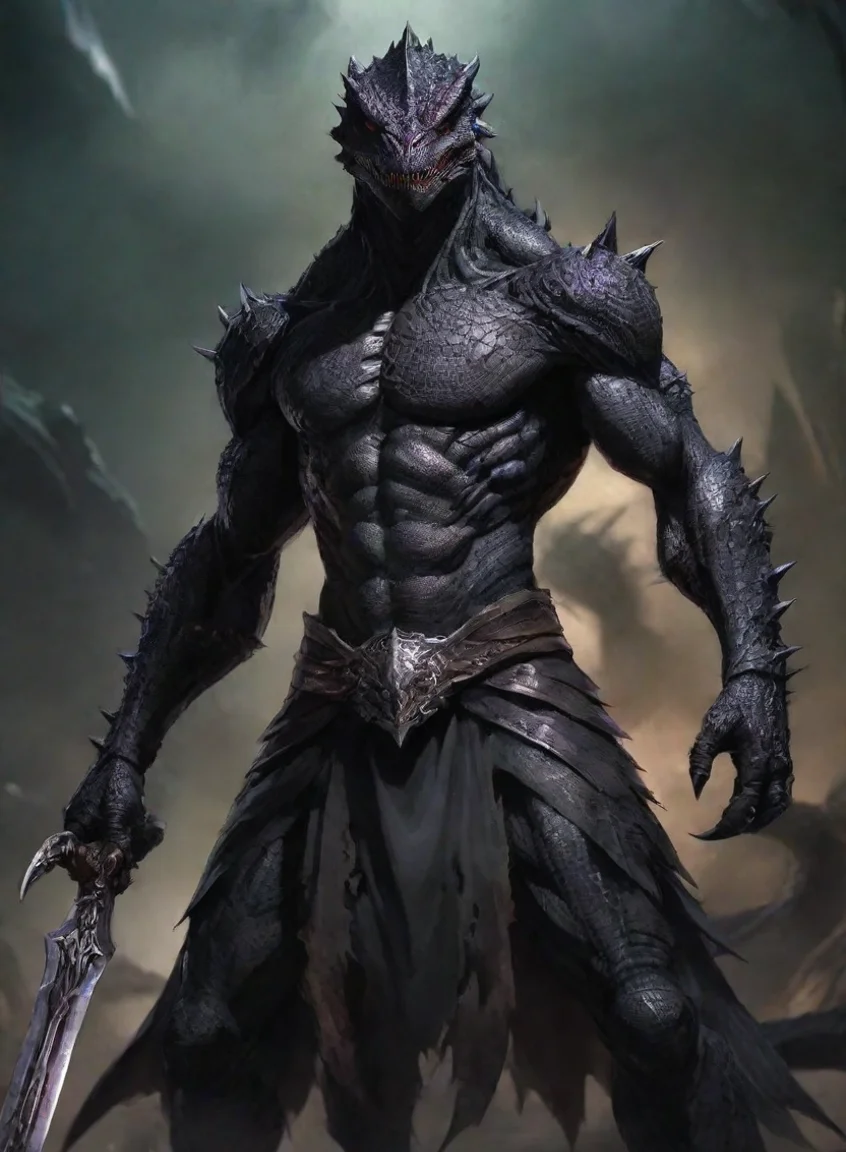 aitrending character evil dark lizard warrior hd anime art man  epic detailed good looking fantastic 1 portrait43
