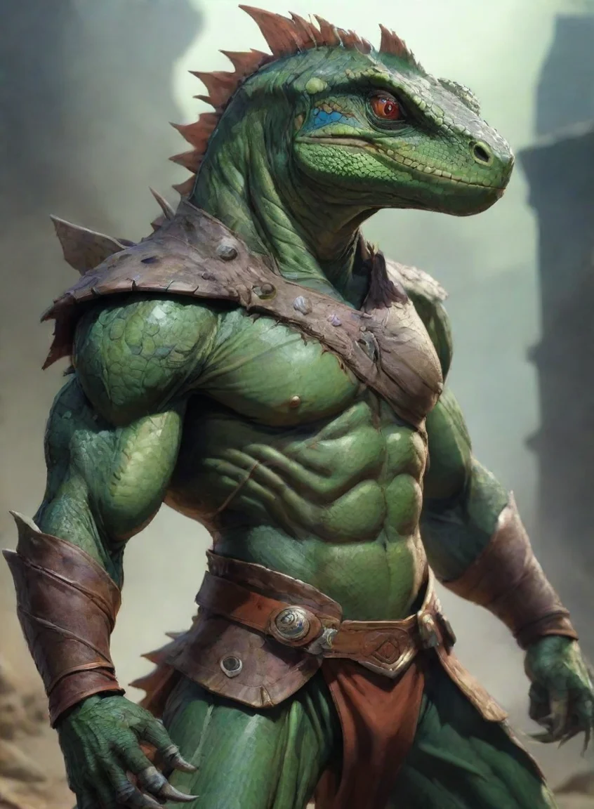 aitrending character lizard warrior hd anime art man  epic detailed good looking fantastic 1 portrait43