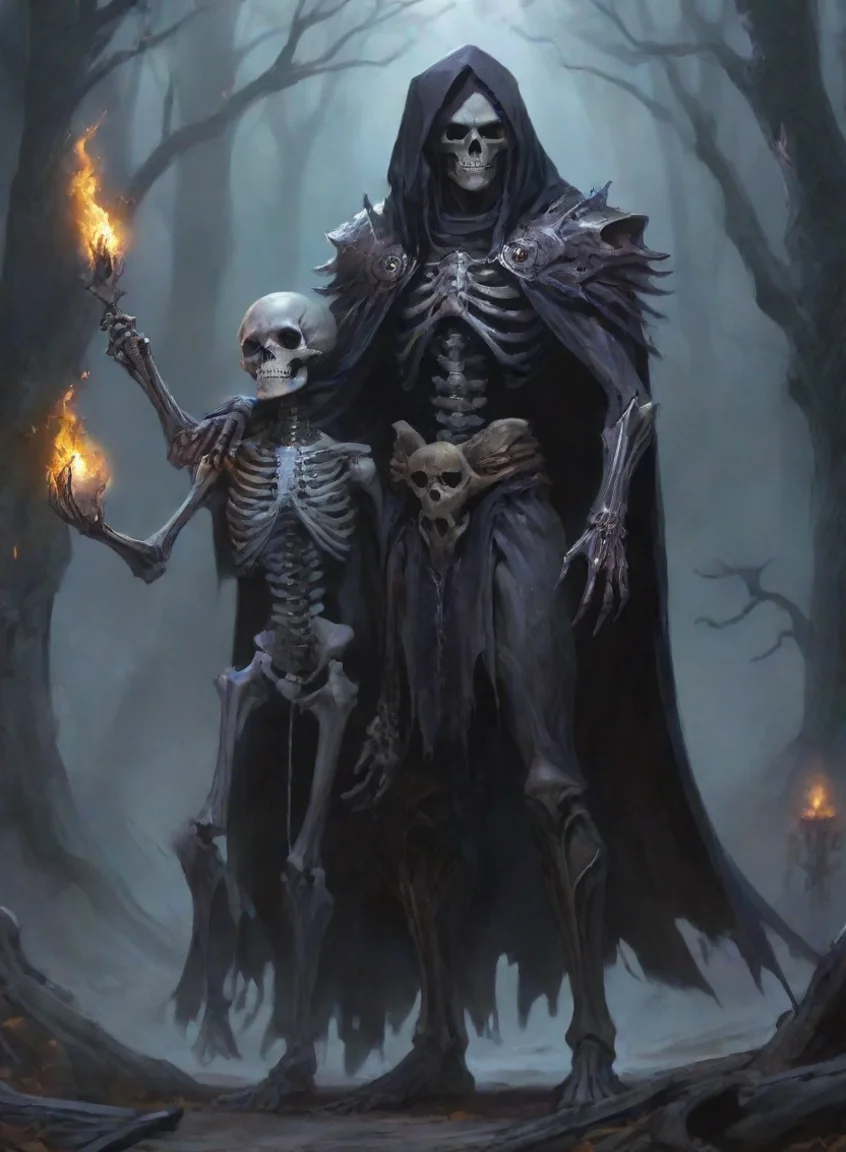 aitrending character man dark elf wizard with summoned familiar skeleton warrior best friendwarrior hd anime art man  epic detailed good looking fantastic 1 portrait43