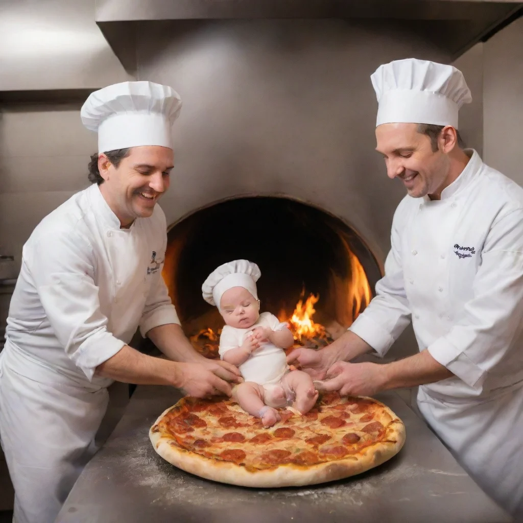 trending chefs putting a newborn baby in a pizza oven good looking fantastic 1