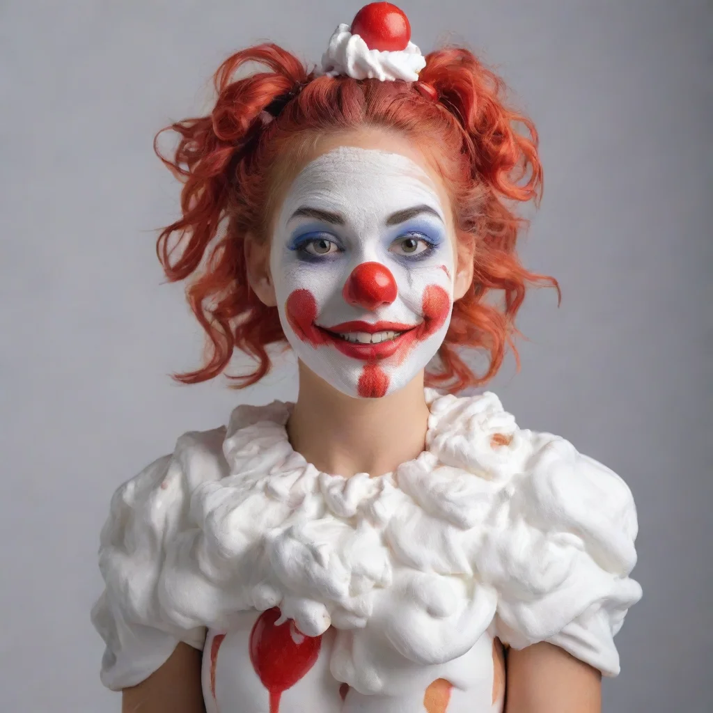 aitrending clown girl covered in whipped cream good looking fantastic 1