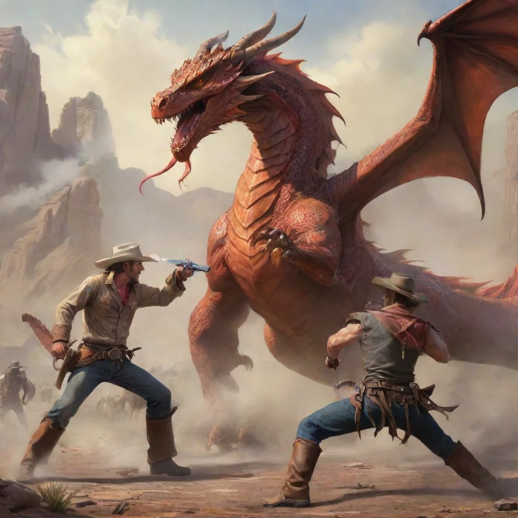 aitrending cowboy humans fighting a dragon good looking fantastic 1
