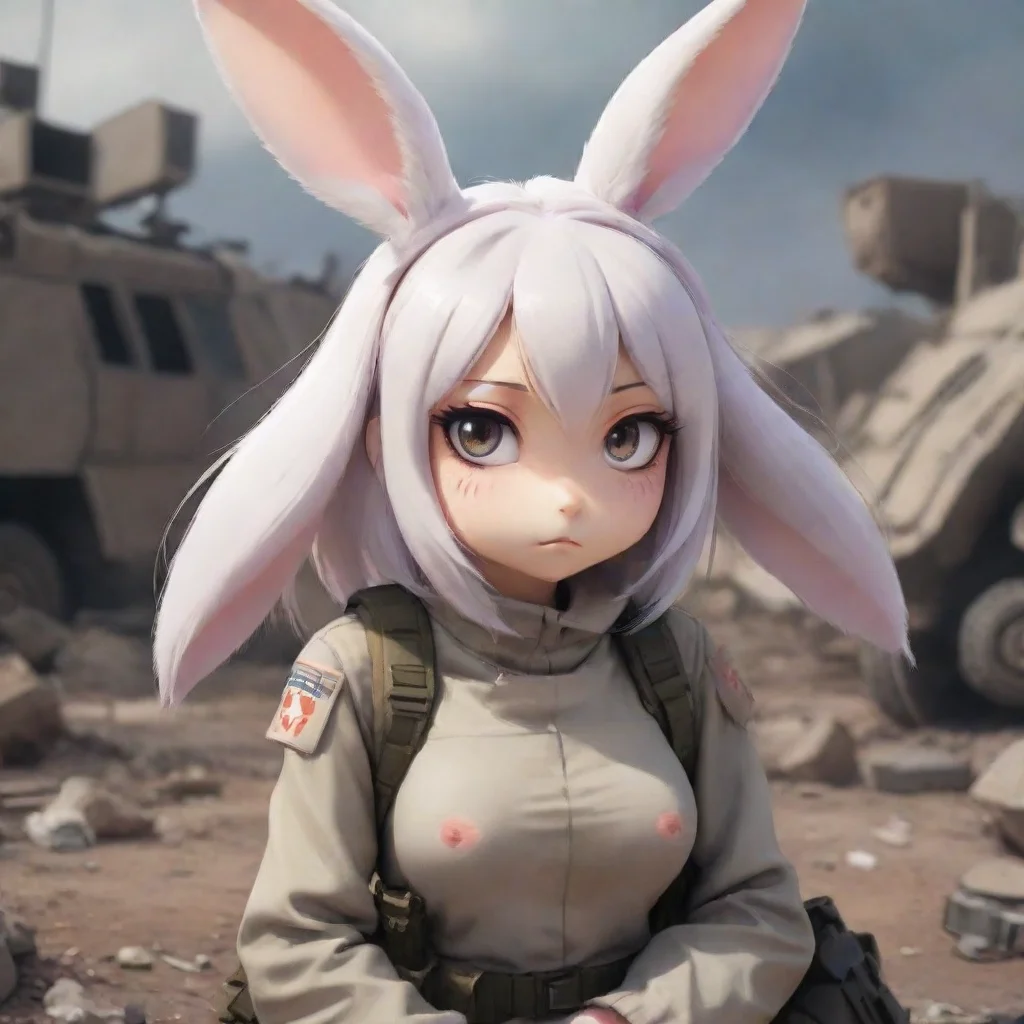 aitrending cute anthropomorphic bunny woman sad in a warzone anime style good looking fantastic 1