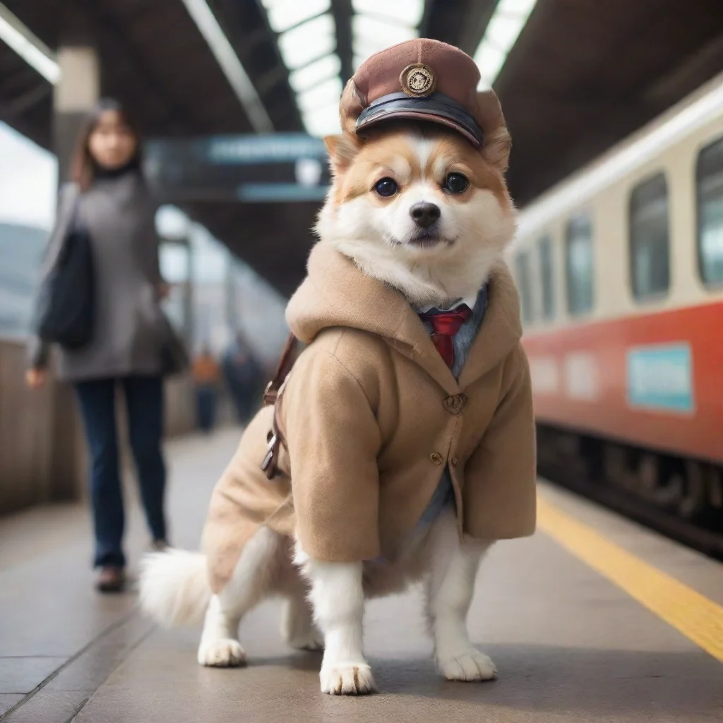 aitrending cute anthropomorphic dog woman train station good looking fantastic 1