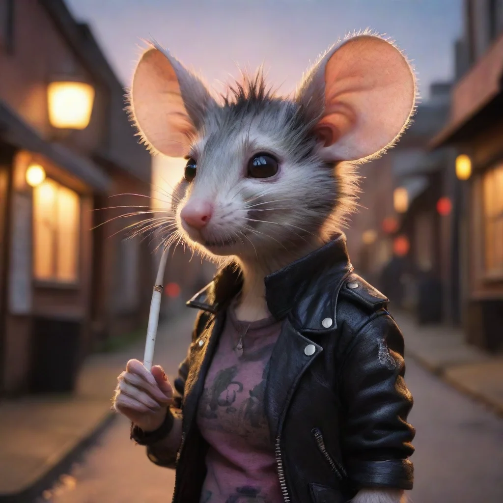 aitrending cute female anthropomorphic furry rat punk cigarette alley sunset good looking fantastic 1