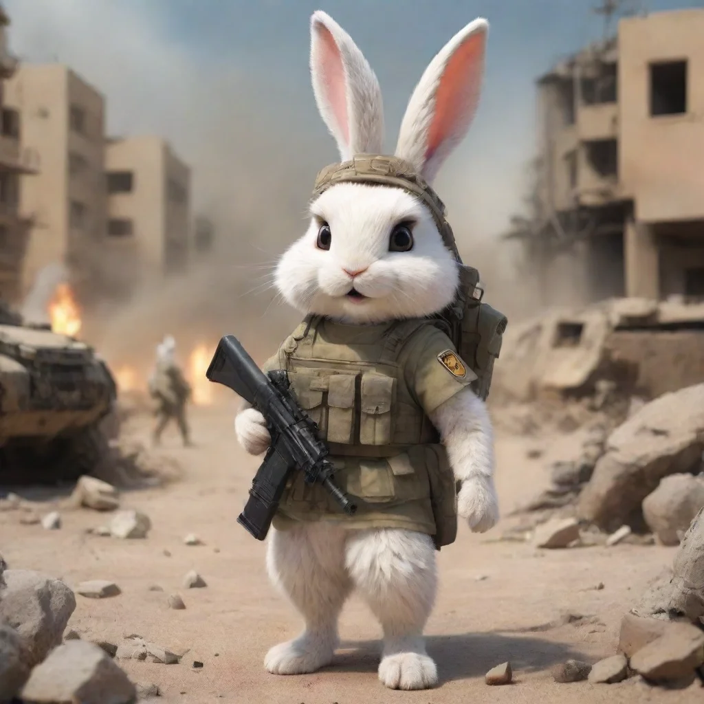 aitrending cute feminine anthropomorphic furry rabbit in a warzone good looking fantastic 1