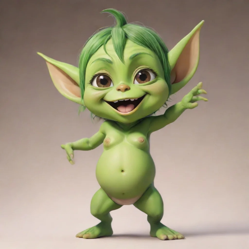 aitrending cute happy green skinned anime cartoon goblin pregnancy good looking fantastic 1