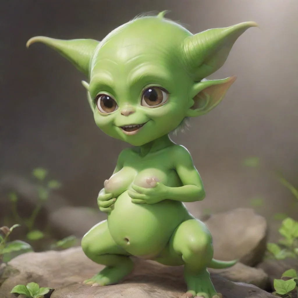 aitrending cute happy green skinned anime goblin pregnancy good looking fantastic 1