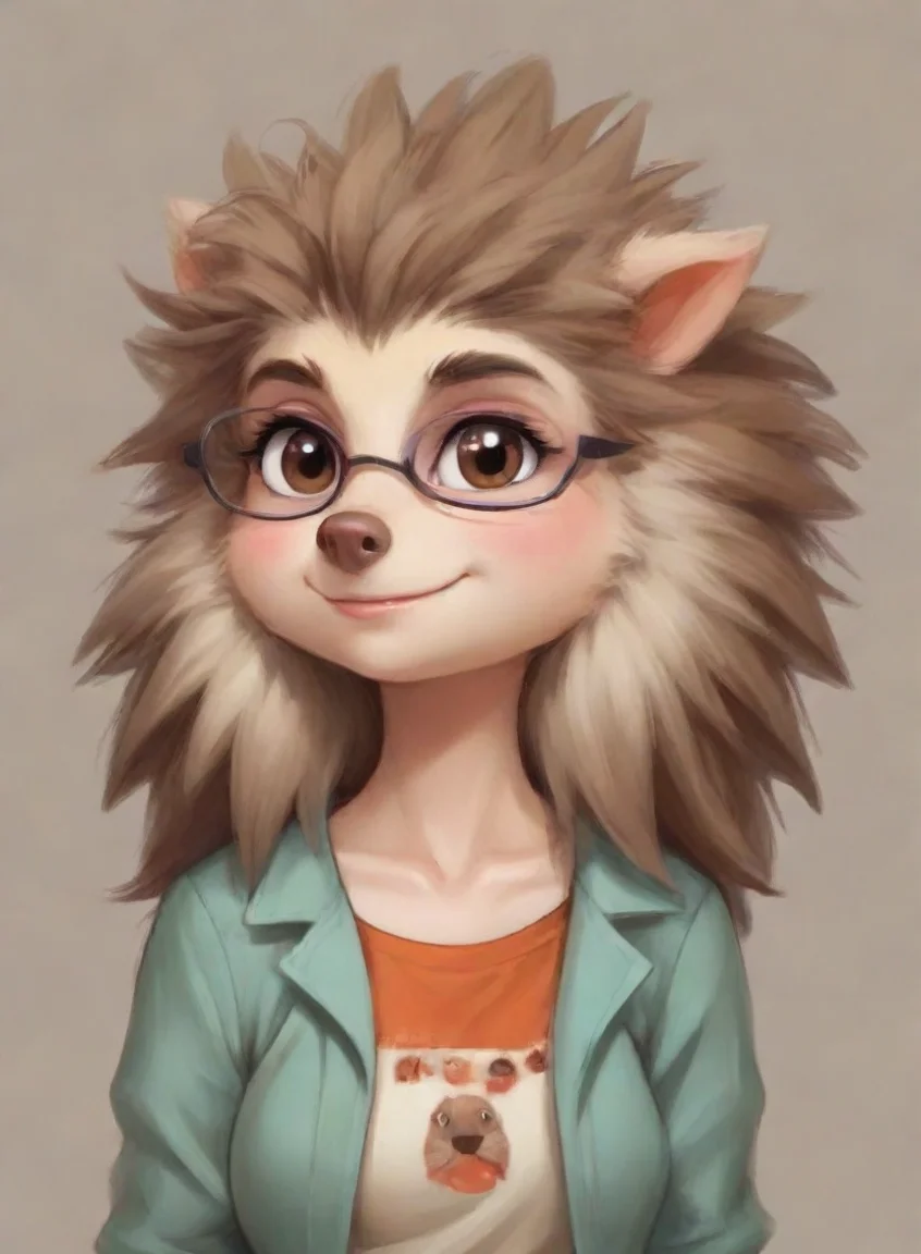 aitrending cute nerdy shy anthro furry hedgehog woman cartoon anime style good looking fantastic 1 portrait43