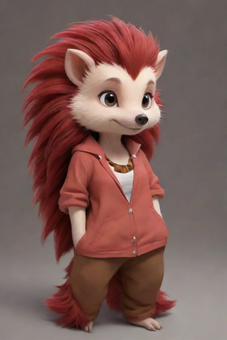 aitrending cute nerdy shy red anthro furry hedgehog woman good looking fantastic 1 portrait
