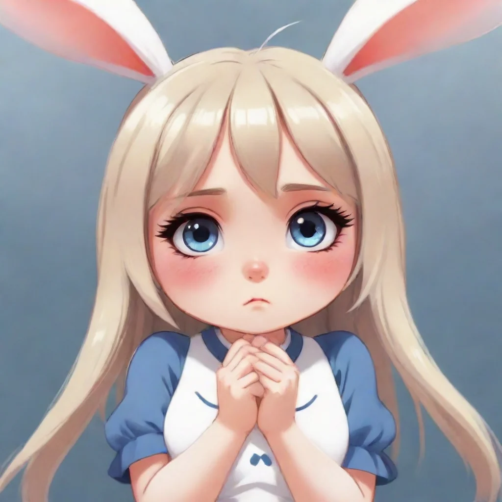 aitrending cute sad crying cartoon anthropomorphized bunny girl looking at viewer propaganda poster hd good looking fantastic 1