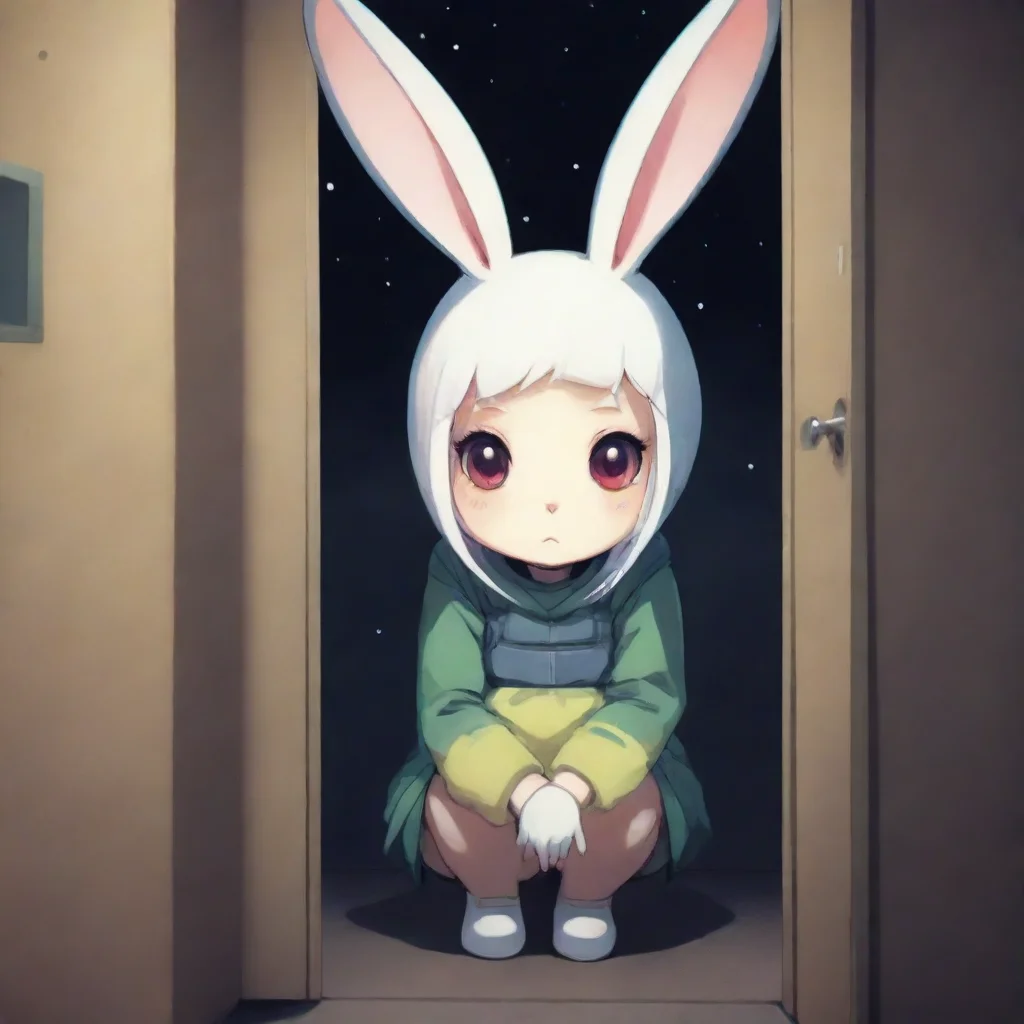 trending cute scared anthropomorphized alien bunny woman hiding from swedish space soldier apartment nighttime anime style good looking fantastic 1