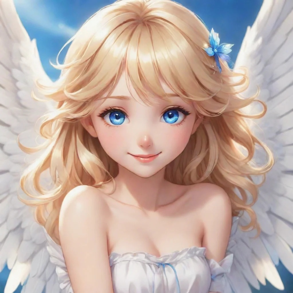 trending cute smiling blonde anime angel with blue eyes good looking fantastic 1