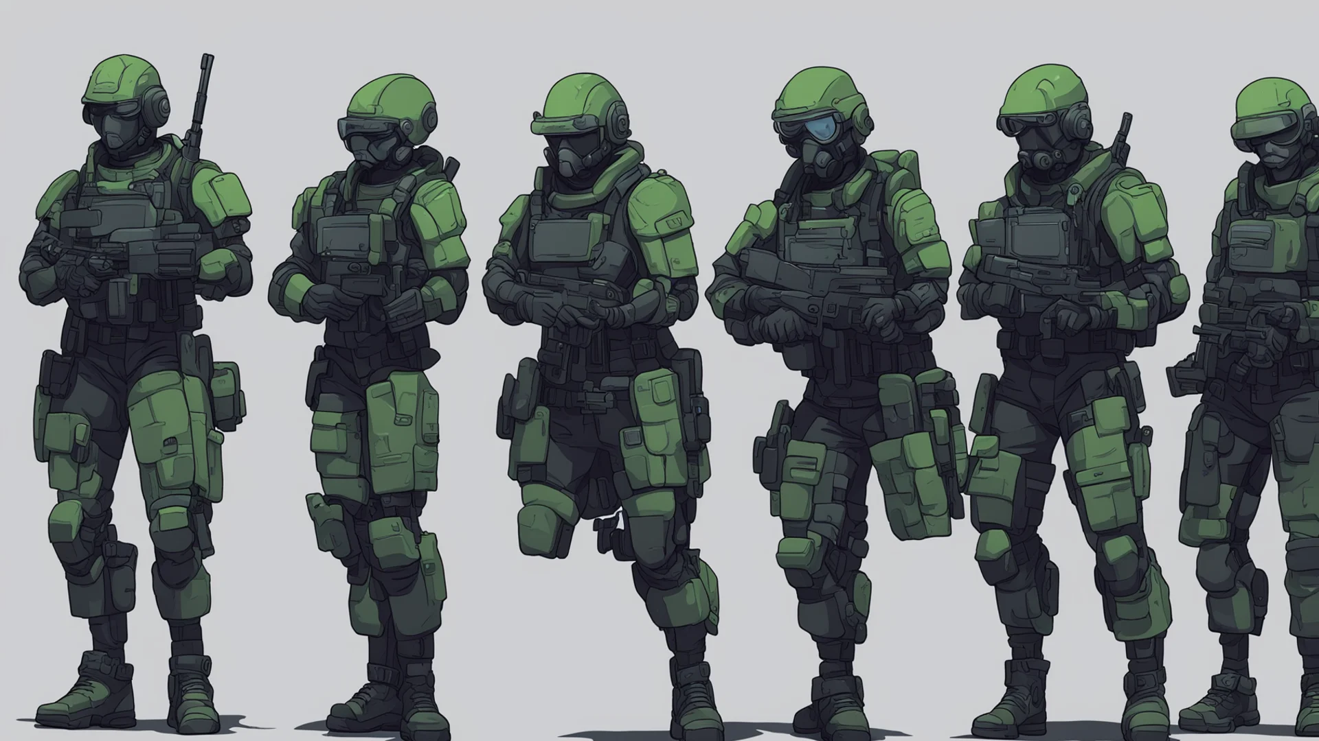 aitrending cybepunk cartoon soldiers with guns good looking fantastic 1 wide