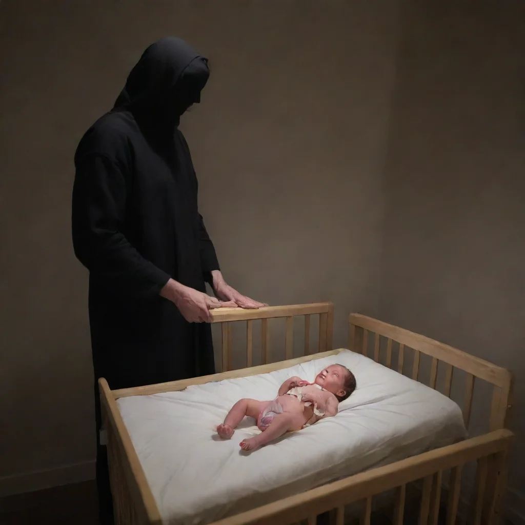 aitrending dark figure taking newborn baby from a cot good looking fantastic 1